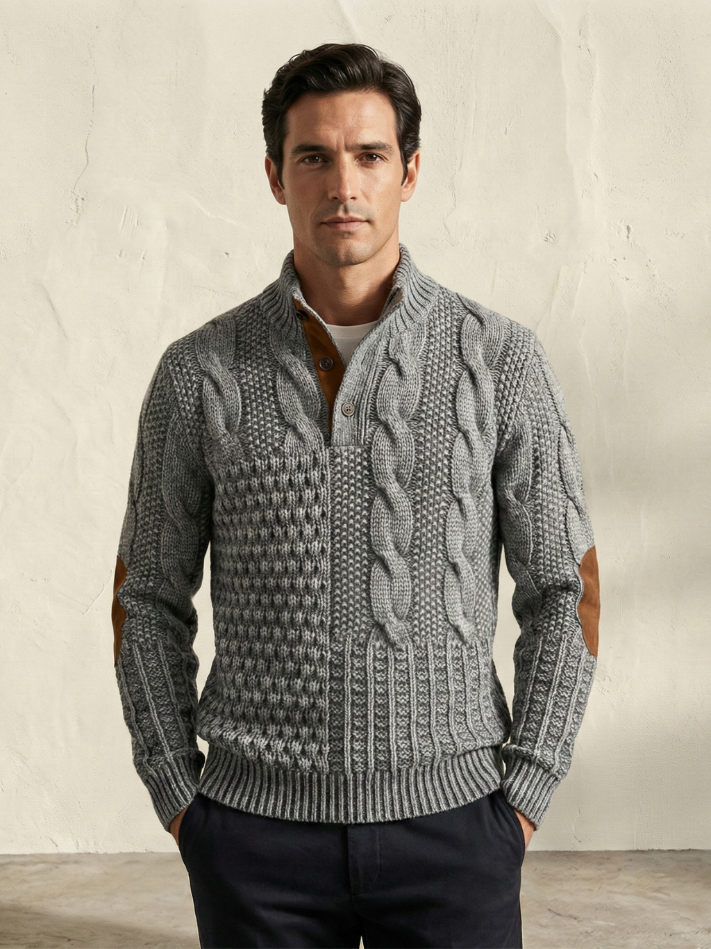 Jersey patchwork en maille torsadée
