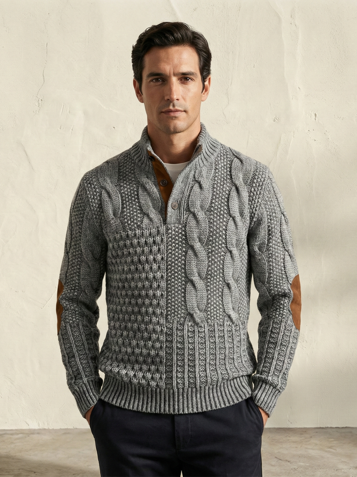 Jersey patchwork en maille torsadée
