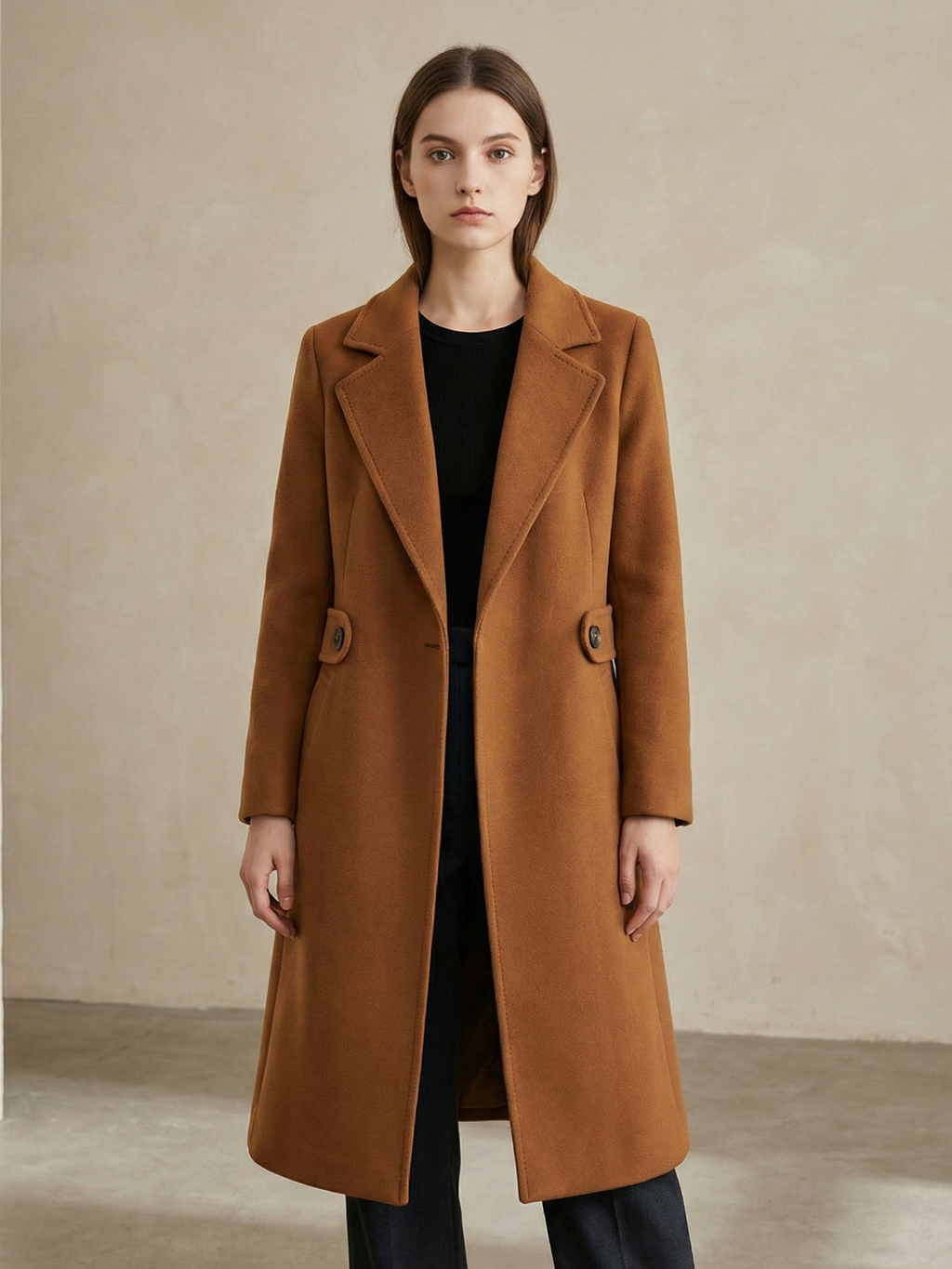 Manteau long à boutons latéraux