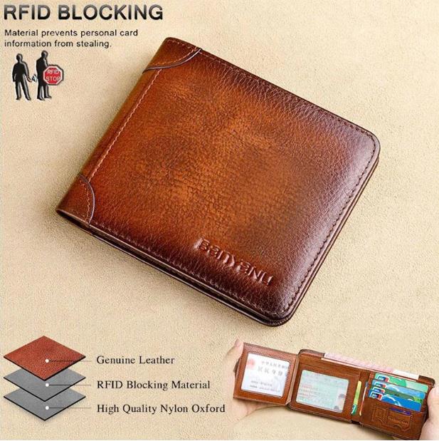 Cartera minimalista de cuir amb protecció RFID per a home