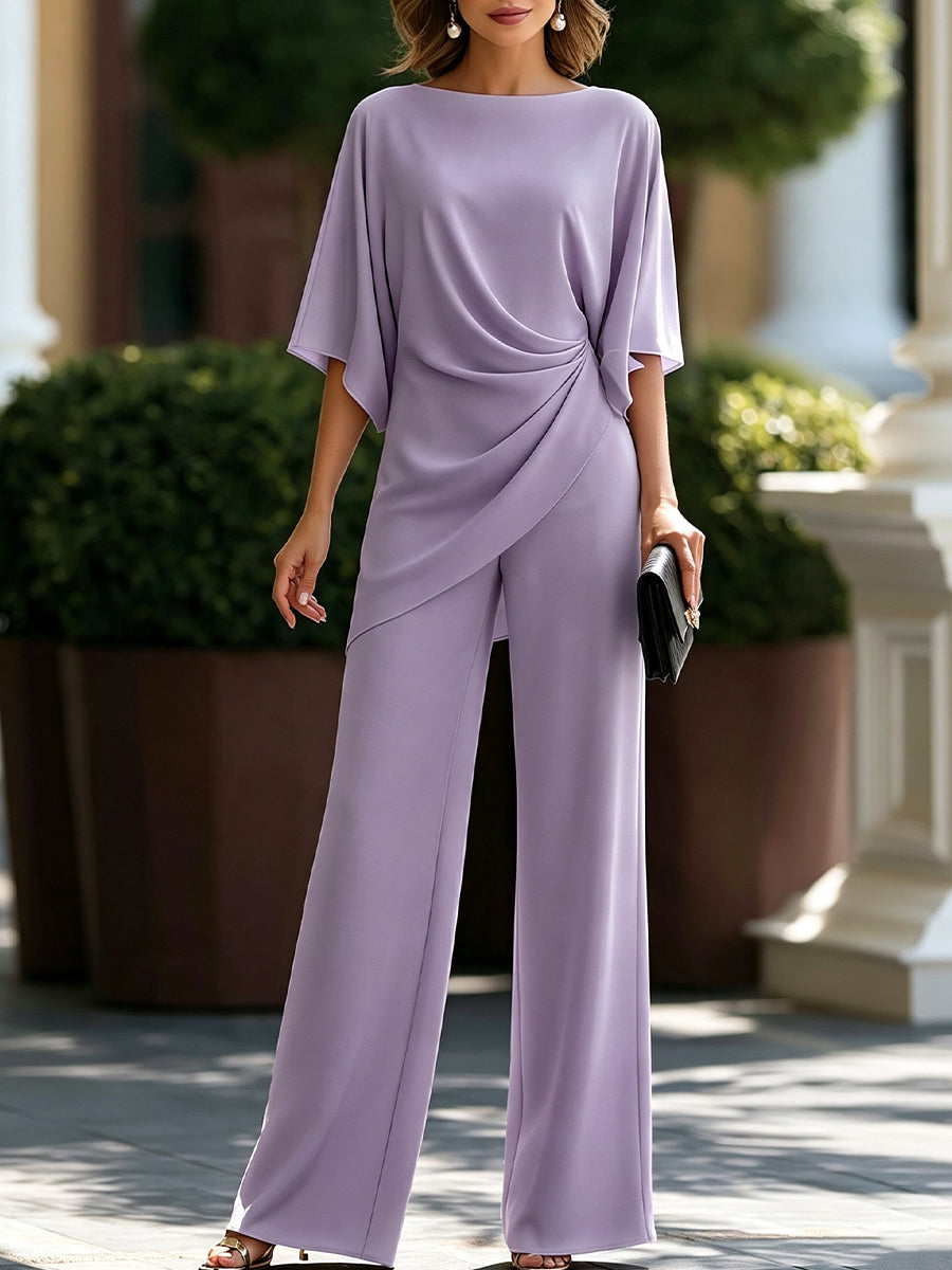 Gabriela | Conjunt de brusa drapejada i pantalons amples