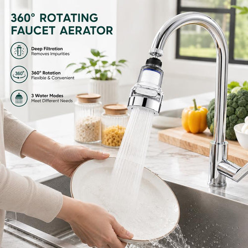 1 unité, filtre aérateur de robinet rotatif à 360°, filtration à 6 couches, 3 modes d’eau, sans éclaboussures
