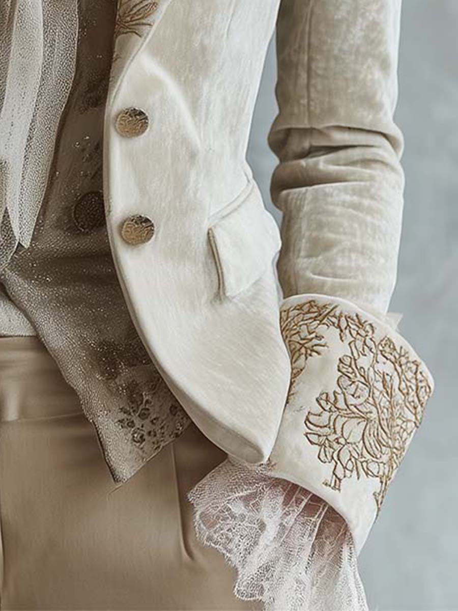 Blazer de tailleur ivoire brodé