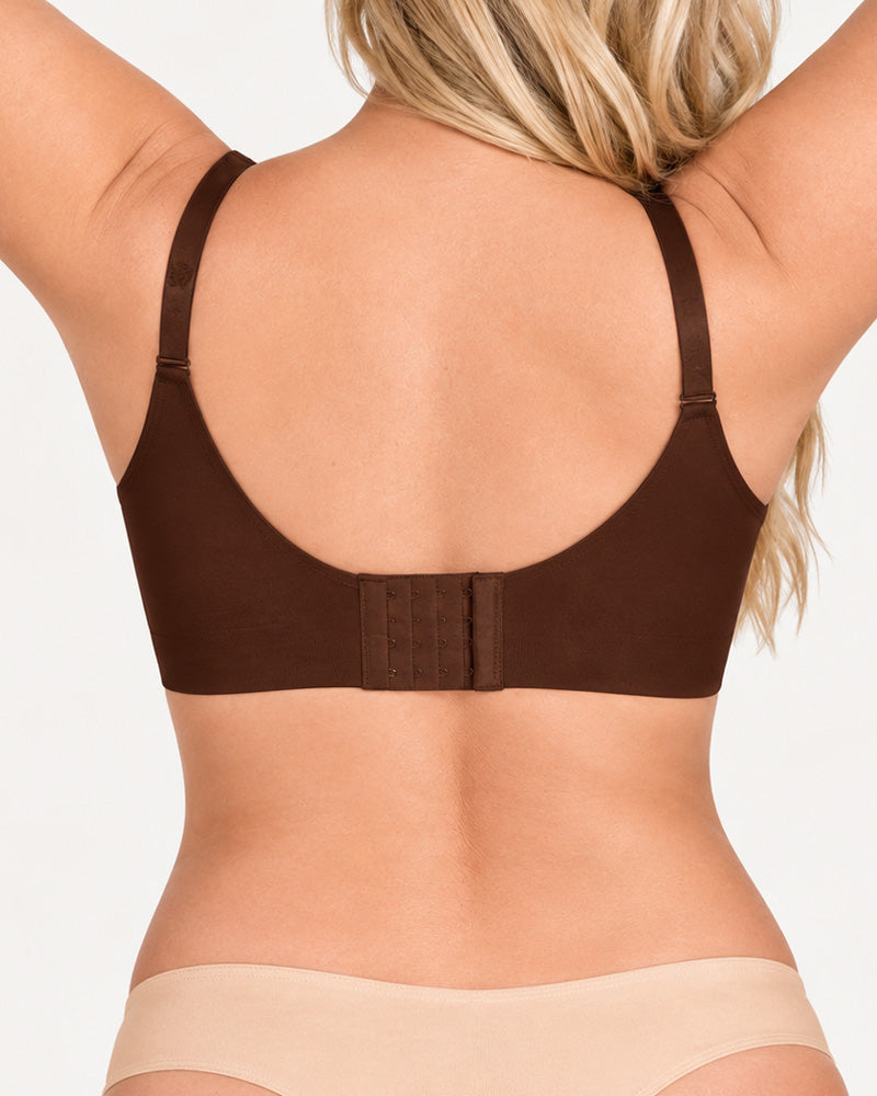 Sujetador push-up elástico sin costuras, de canalé, sin aros y con escote en V profundo