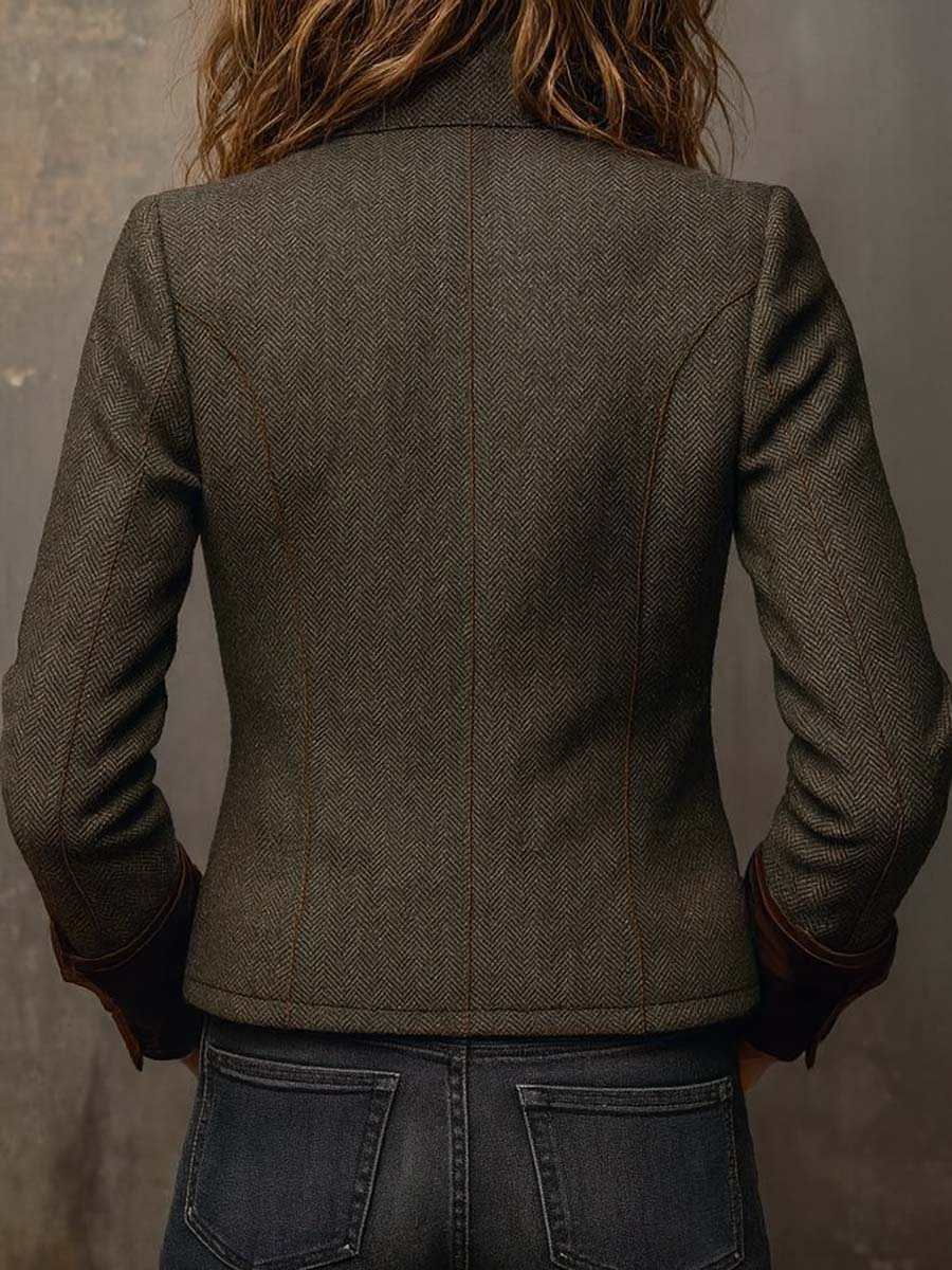 Blazer vintage de espiga amb ribetes en contrast