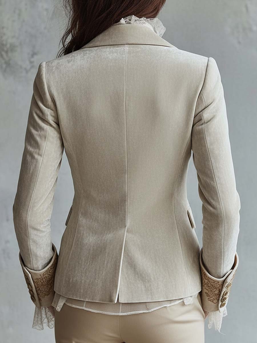 Blazer de tailleur ivoire brodé