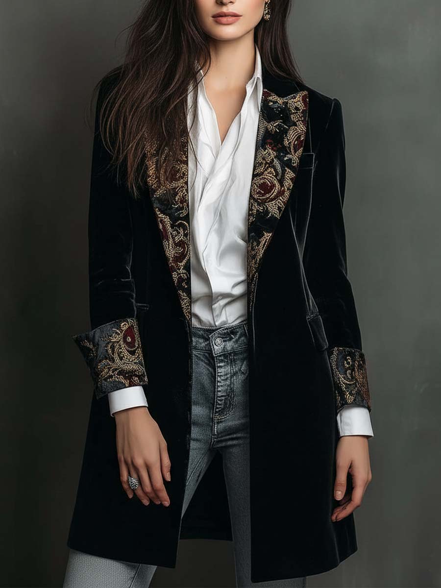 Blazer entallat amb estampat barroc negre