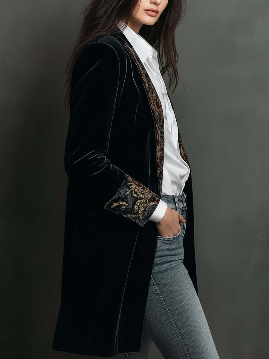 Blazer entallat amb estampat barroc negre