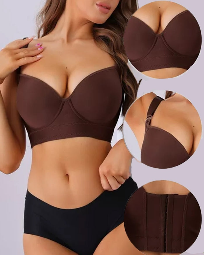 Lote de 2 sujetadores push-up envolventes sujeción extrafirme - Negro + Marrón