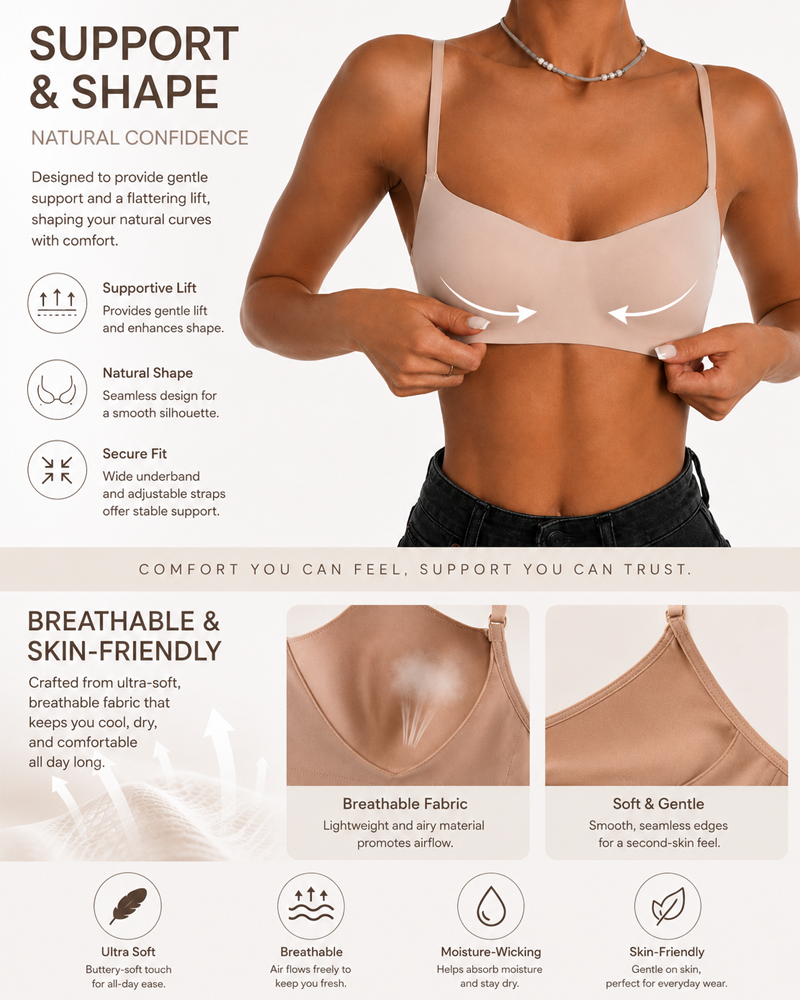 Soutien-gorge sans coutures invisible échancré sans armatures