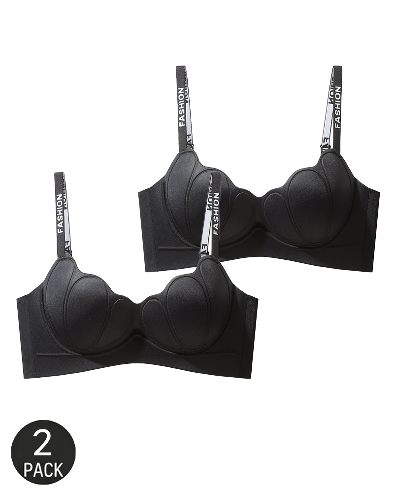 Lote de 2 bralettes ligeros, sin costuras y con efecto push-up