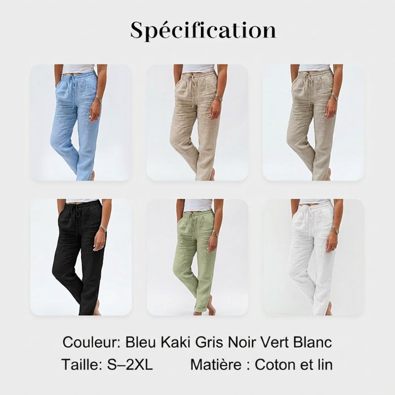 Pantalons rectes casuals de cotó i lli