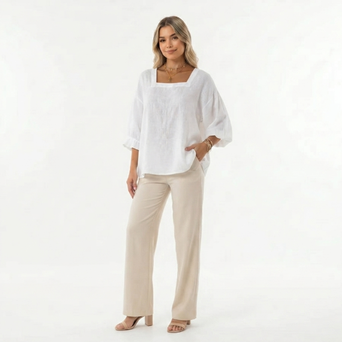 Blouse à manches longues avec col croisé