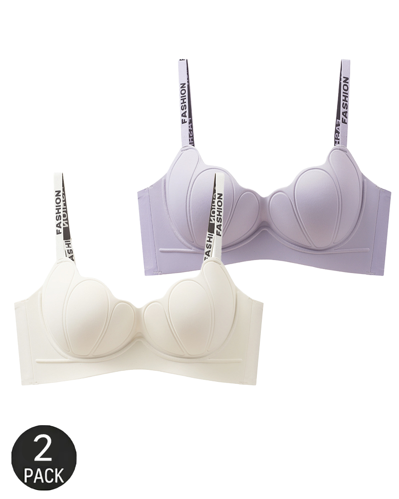 Lote de 2 bralettes ligeros, sin costuras y con efecto push-up