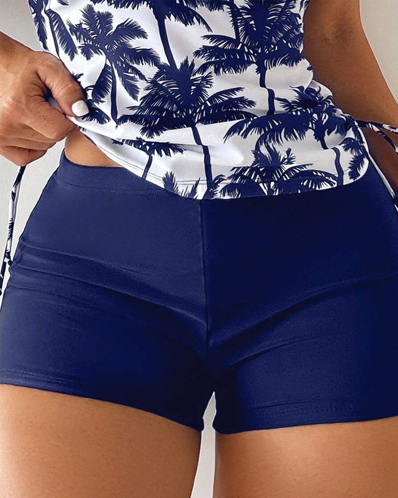 Banyador de dues peces estampat ajustat bodycon sense esquena amb cordó