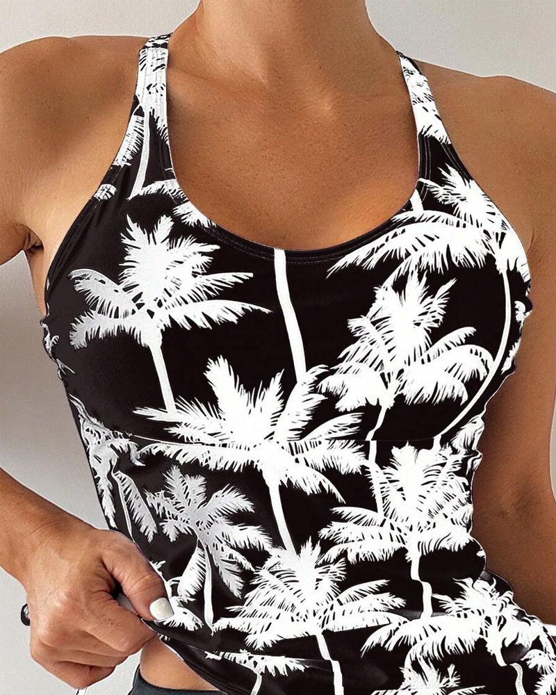 Banyador de dues peces estampat ajustat bodycon sense esquena amb cordó