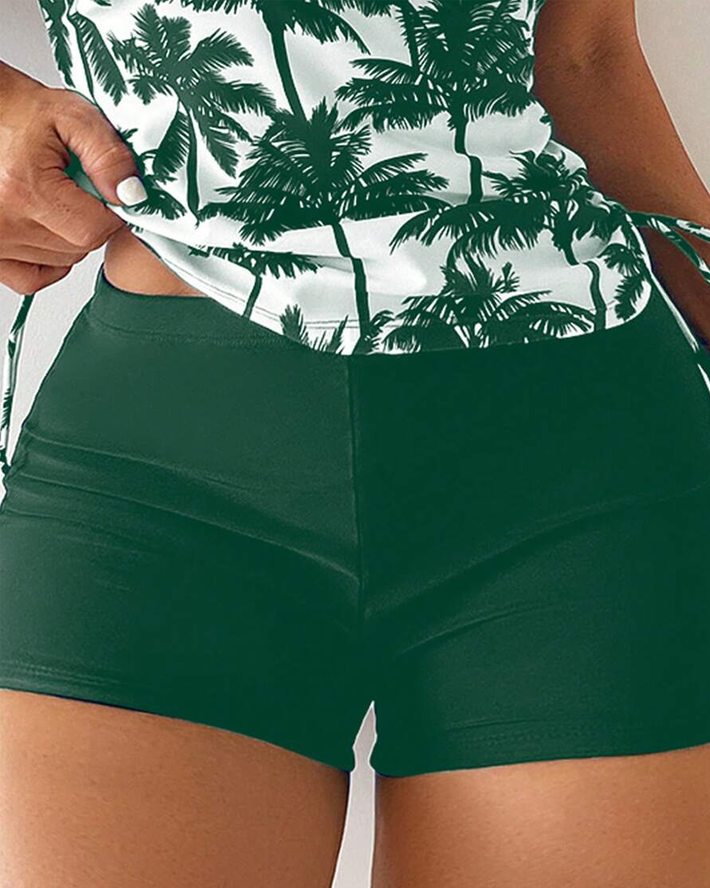 Banyador de dues peces estampat ajustat bodycon sense esquena amb cordó