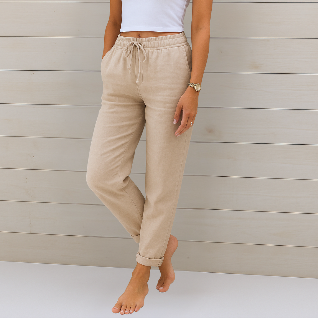 Pantalons de lli premium amb estretja
