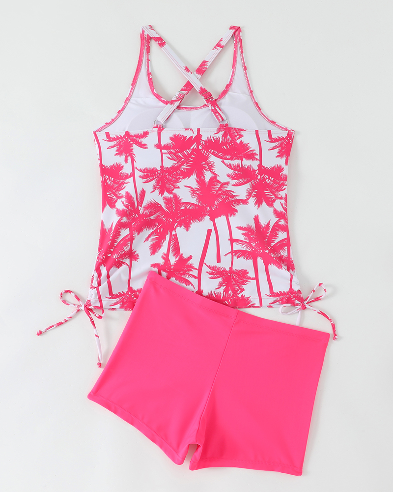 Banyador de dues peces estampat ajustat bodycon sense esquena amb cordó