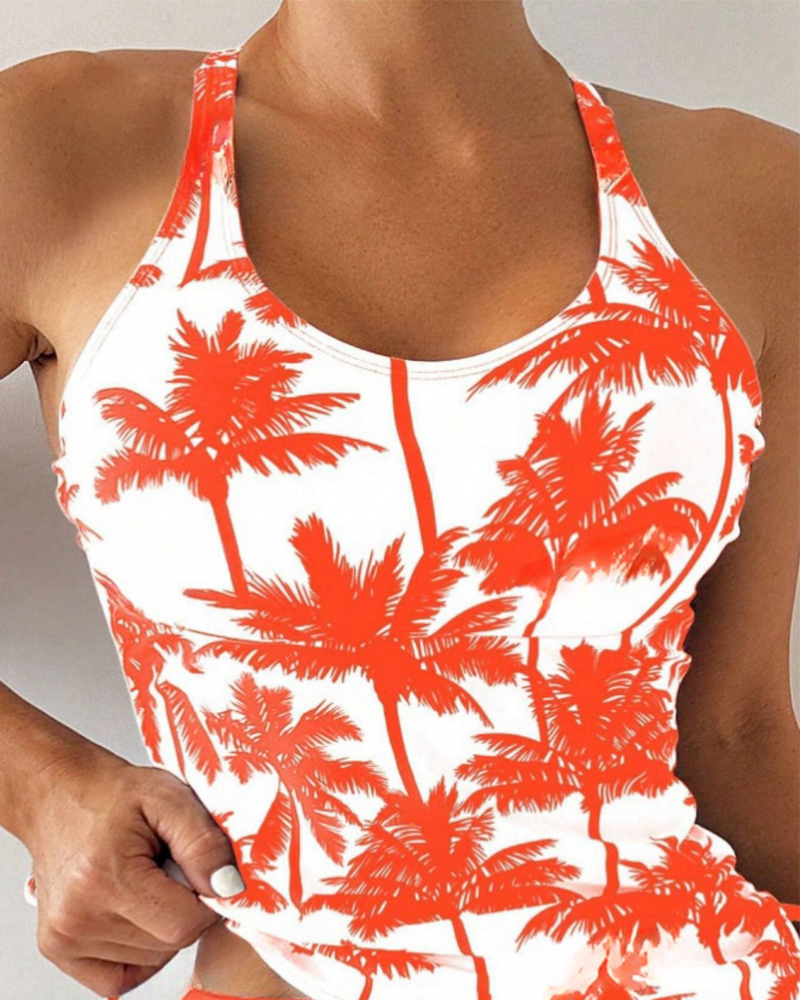 Banyador de dues peces estampat ajustat bodycon sense esquena amb cordó