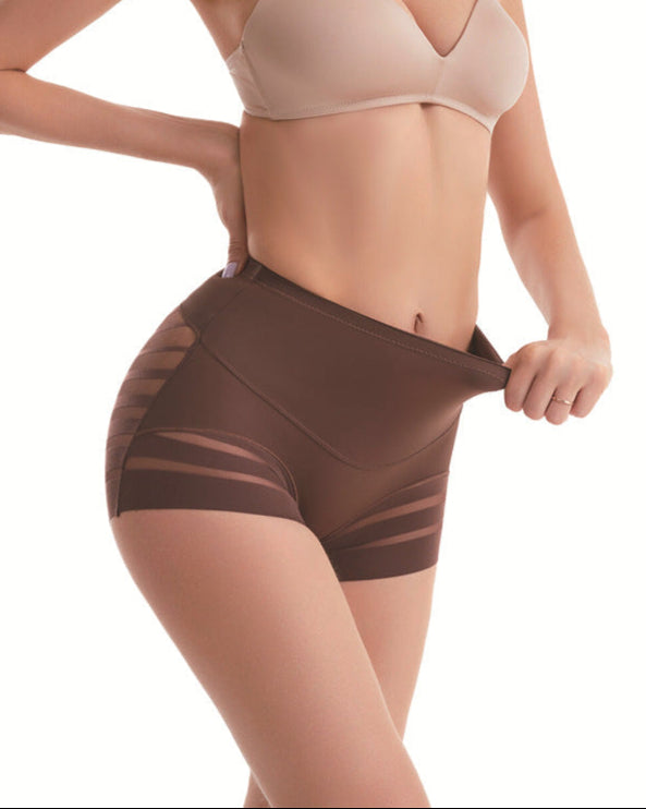 Sexy figurformende hot pants med høyt liv i elastisk tyll