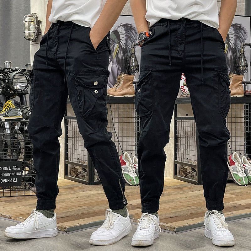 Pantaloni cargo da uomo con vita elasticizzata e coulisse