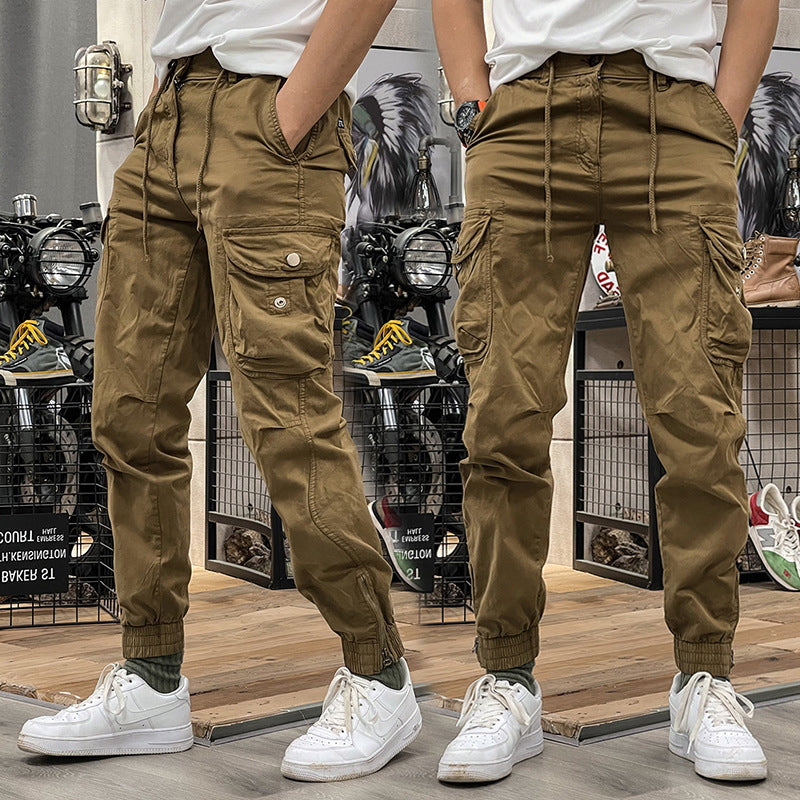 Pantaloni cargo da uomo con vita elasticizzata e coulisse