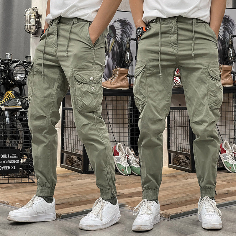 Pantaloni cargo da uomo con vita elasticizzata e coulisse
