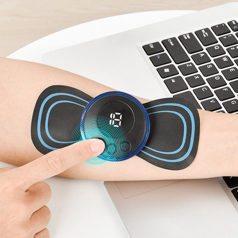 🔥 ¡COMPRA 1, LLÉVATE 1 GRATIS! 🔥Masajeador Portátil con 8 Modos y Pantalla LCD - Mini Estimulador Muscular para el Alivio del Dolor