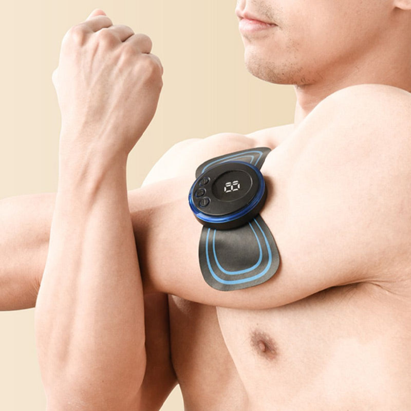 🔥 ¡COMPRA 1, LLÉVATE 1 GRATIS! 🔥Masajeador Portátil con 8 Modos y Pantalla LCD - Mini Estimulador Muscular para el Alivio del Dolor