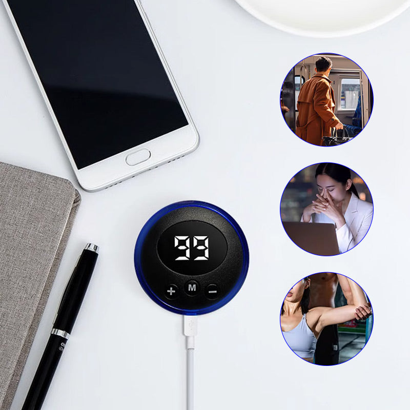 🔥 ¡COMPRA 1, LLÉVATE 1 GRATIS! 🔥Masajeador Portátil con 8 Modos y Pantalla LCD - Mini Estimulador Muscular para el Alivio del Dolor