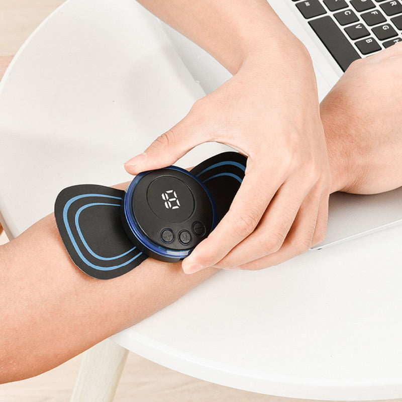🔥 ¡COMPRA 1, LLÉVATE 1 GRATIS! 🔥Masajeador Portátil con 8 Modos y Pantalla LCD - Mini Estimulador Muscular para el Alivio del Dolor