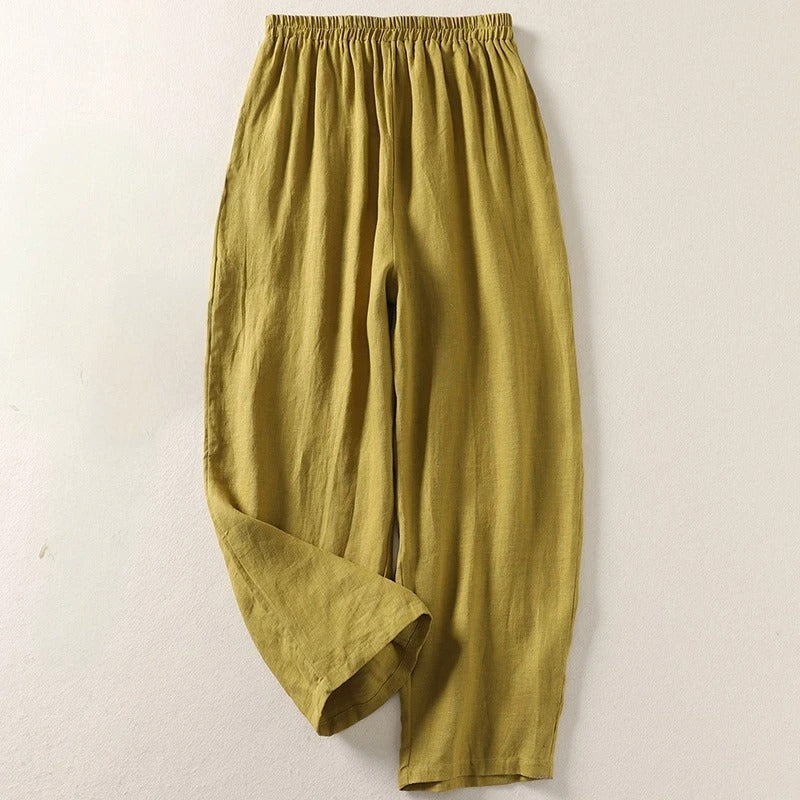 Amalia™ | Pantaloni fluidi in cotone e lino