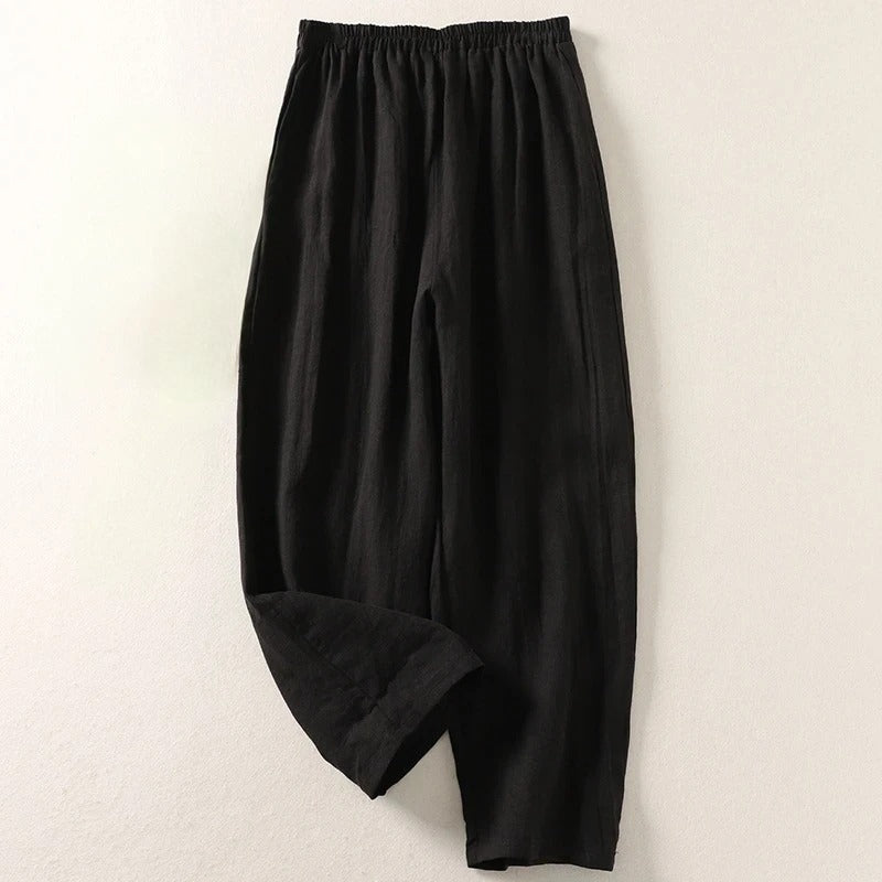 Amalia™ | Pantaloni fluidi in cotone e lino