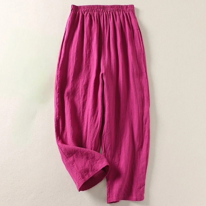 Amalia™ | Pantaloni fluidi in cotone e lino