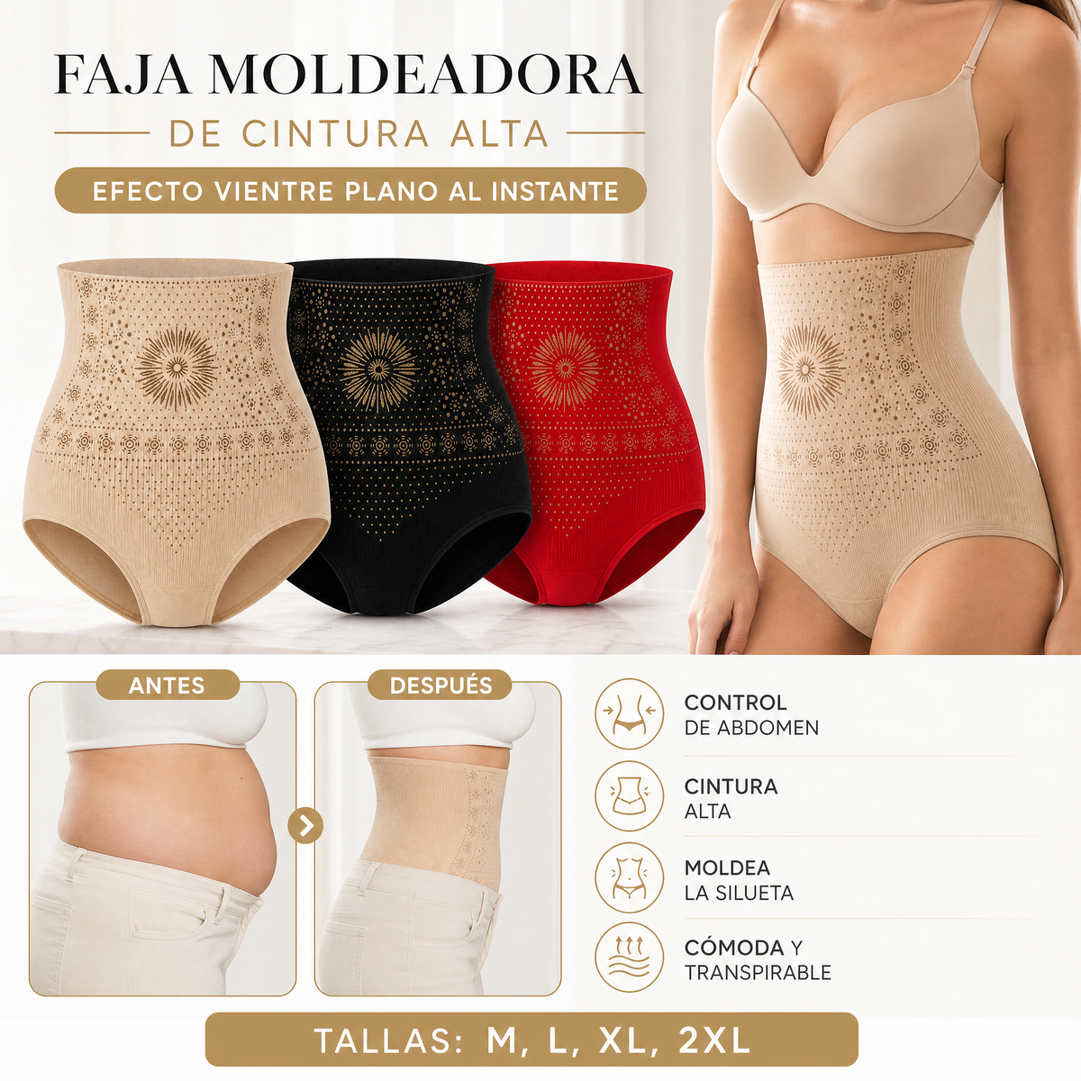 Figurformende shorts 4 i 1 i mikrofiber