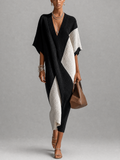 Vestito midi in ebano e avorio