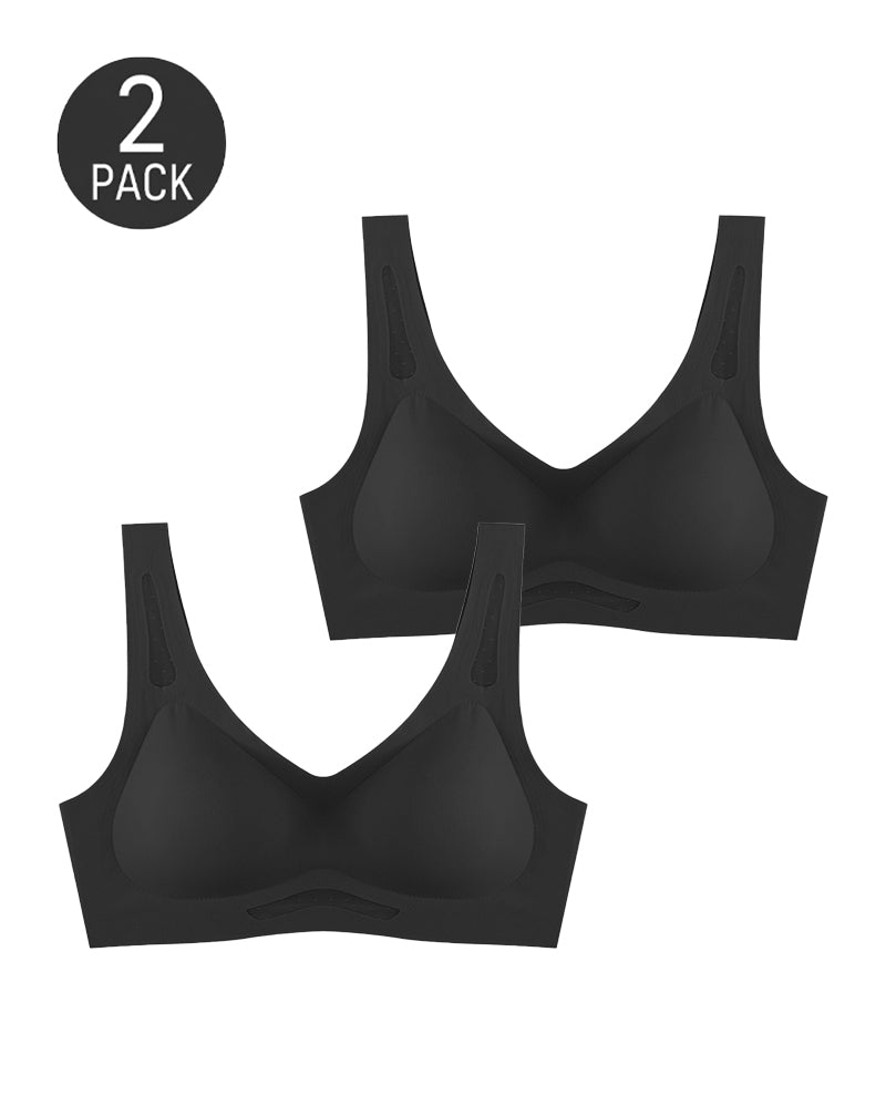 Lot de 2 brassières débardeur sans coutures en maille respirante à col V profond et découpes