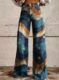 Pantalon bohème vintage à imprimé galaxie