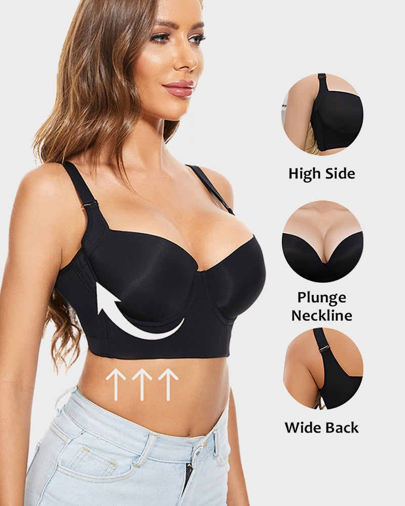 Lote de 2 sujetadores push-up envolventes sujeción extrafirme - Negro + Marrón