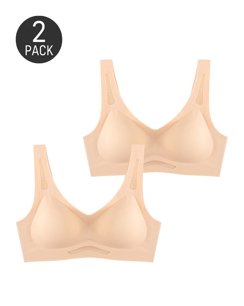 Lot de 2 brassières débardeur sans coutures en maille respirante à col V profond et découpes