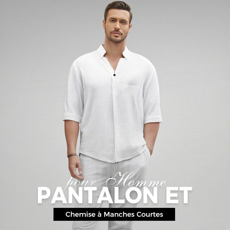 Ensemble deux pièces en coton pour homme : haut et pantalon