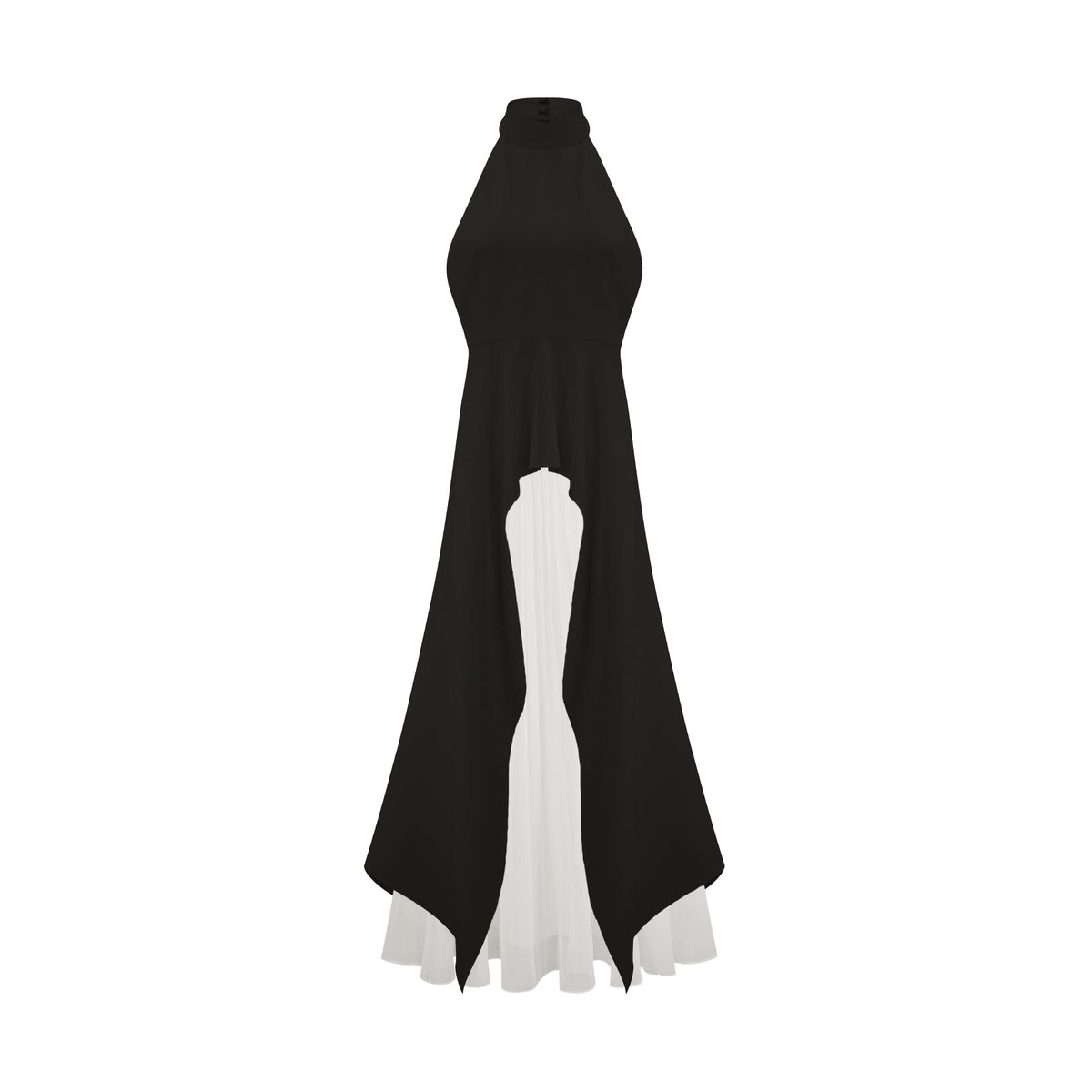 Vestit llarg amb coll halter i capes