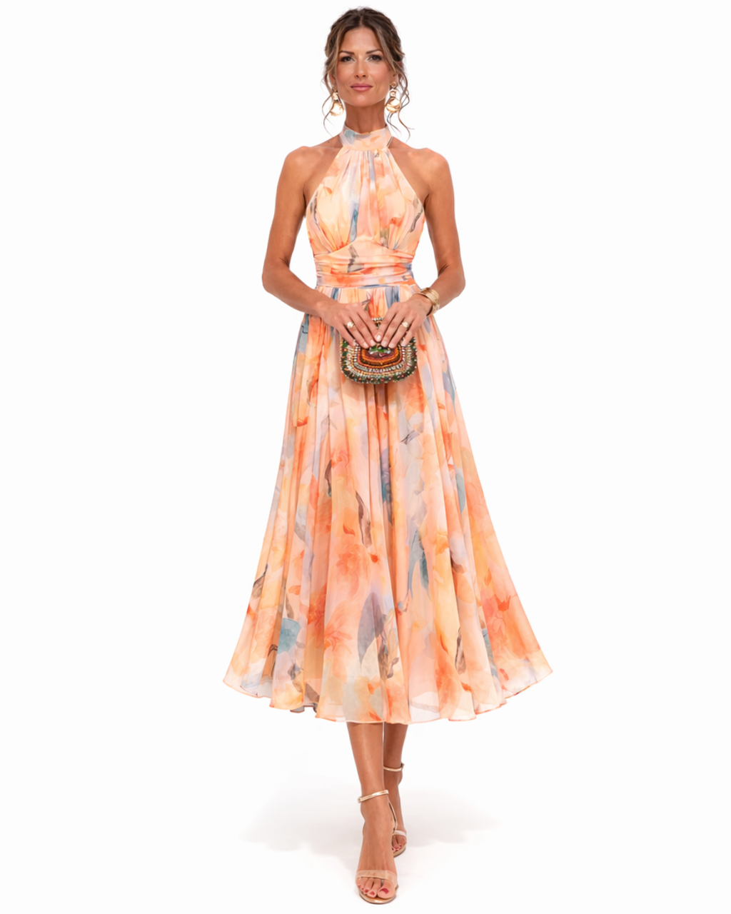 Robe dos nu à imprimé aquarelle