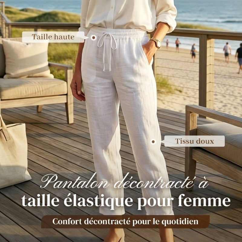 Pantalons rectes casuals de cotó i lli