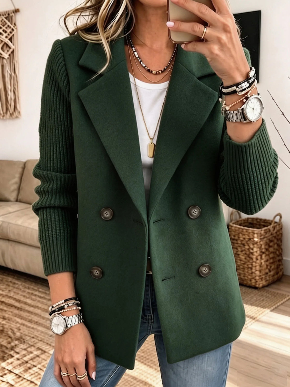 Blazer con maniche in maglia