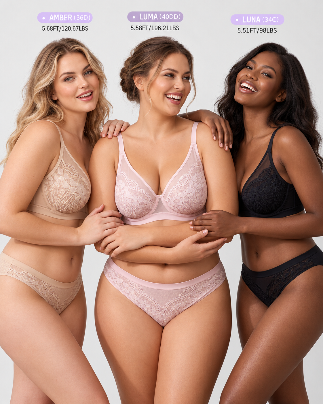 Reggiseno contenitivo da donna con pizzo floreale e scollo a V profondo