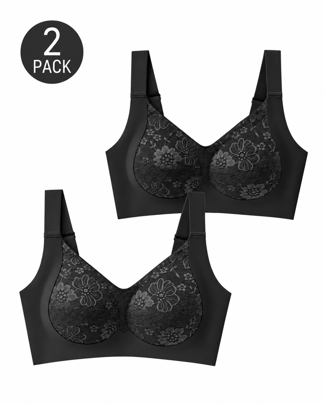 Pack de 2 sujetadores push-up de encaje sin costuras y transpirables