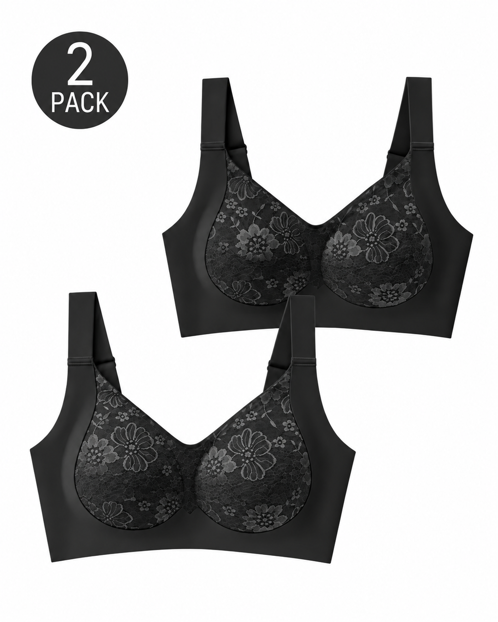 Pack de 2 sujetadores push-up de encaje sin costuras y transpirables