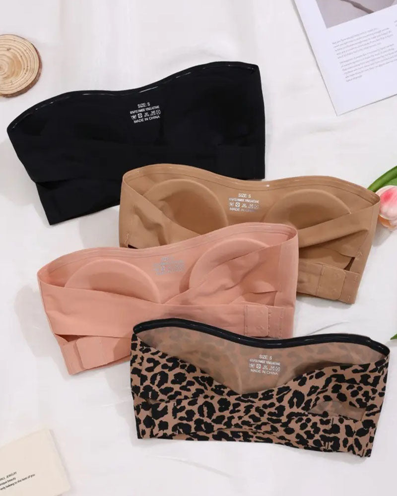 Reggiseno senza spalline con incrocio laterale ad anelli